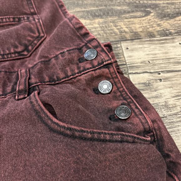 We the Free Red Denim Ziggy Shortalls Overalls Shorts Jean Women’s Medium - Picture 2 of 11
